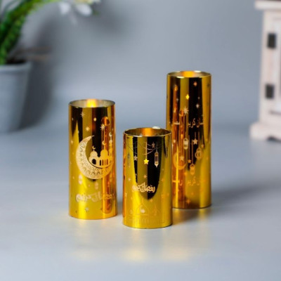 BR-52126-3pc electronic candle set, size 10*5.5, 12.5*5.5, 15*5.5cm