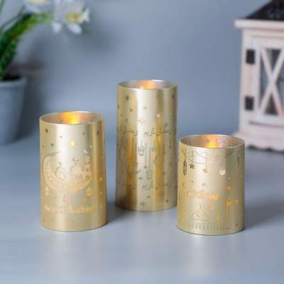 BR-52127-3pc electronic candle set, size 10*7.5, 12.5*7.5, 15*7.5cm