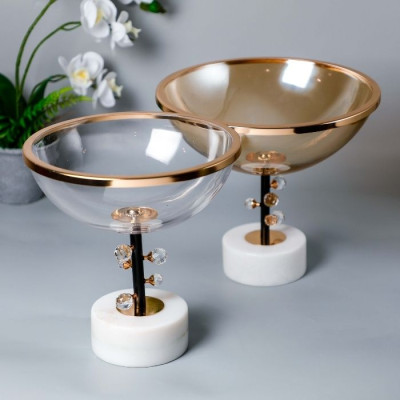 BR-52243-Tray glass + marble 30cm