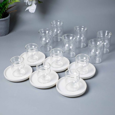 BR-54098-18pcs glass cup saucer set