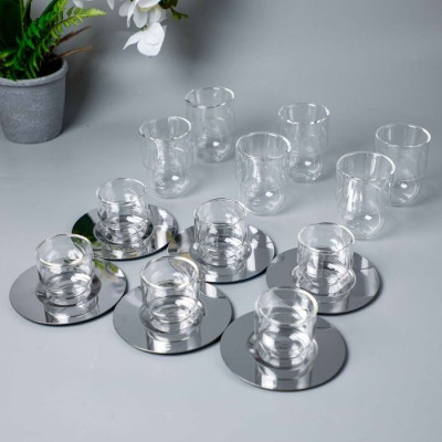 BR-54100-18pcs glass cup saucer set