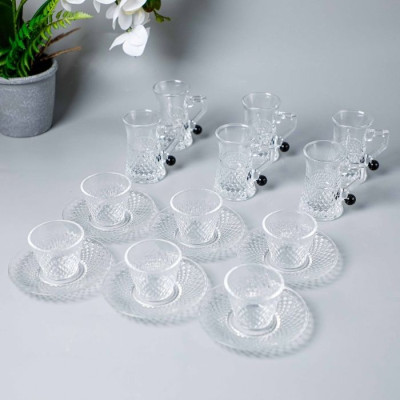 BR-54107-18pcs glass cup saucer set black