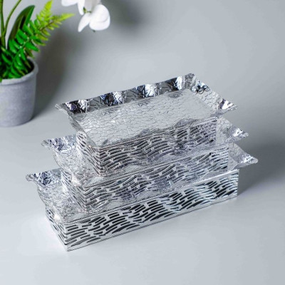 BR-54149 Silver Iron Tray Large