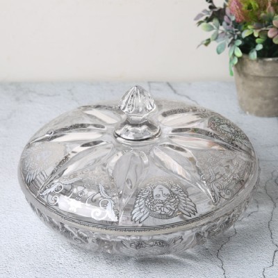 71-512107  Crystal Bowl 3 Section Container With Lid