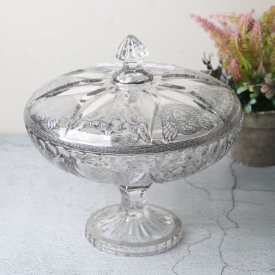 71-512108  Crystal Glass  Section Container With Lid