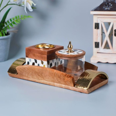 BD-9924-WOODEN TRAY WITH BOX AND INSENCE-31X15X12