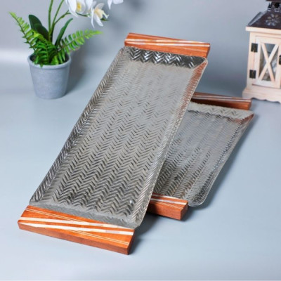 AHE-BH228-RC Tray S-Silver & Natural wood