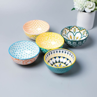 BR-22146 - 4.5ceramic bowl,11.5*11.5*6cm,mix designs randomly, 10pcs/box