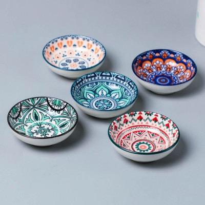BR-22188 - 3\'\' ceramic dish,8*8*3cm,mix designs randomly, 30pcs/box