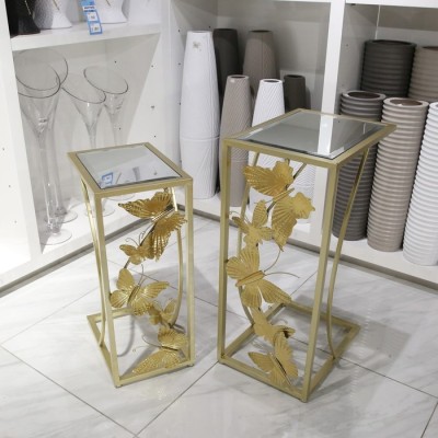 BR-28470 2pcs Mirror Top Side Table