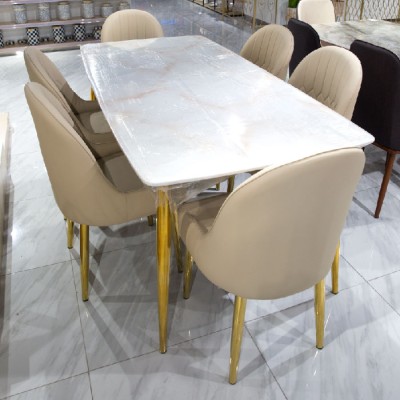 KOZY-0921 Dining table top marble gold legs
