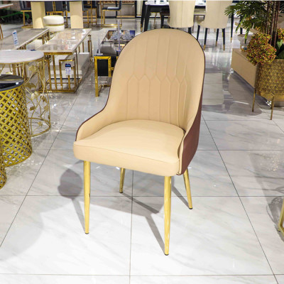 Kozy-8001-1-Dining chair-Pu leather and iron legs with gold plating - 51x51x92