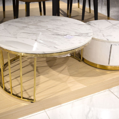 KOZY-9067 Coffee table Marble top and steel legs