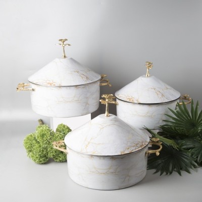 ND-103-Insulated Hot Pot shiny polished w/marble 2.5L